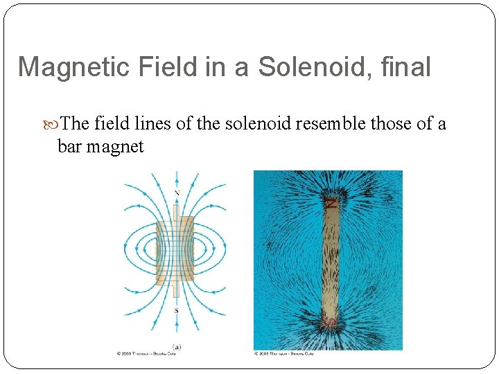Magnetic Field in a Solenoid, final The field lines of the solenoid resemble those