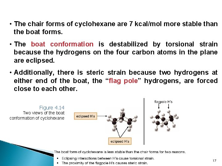  • The chair forms of cyclohexane are 7 kcal/mol more stable than the