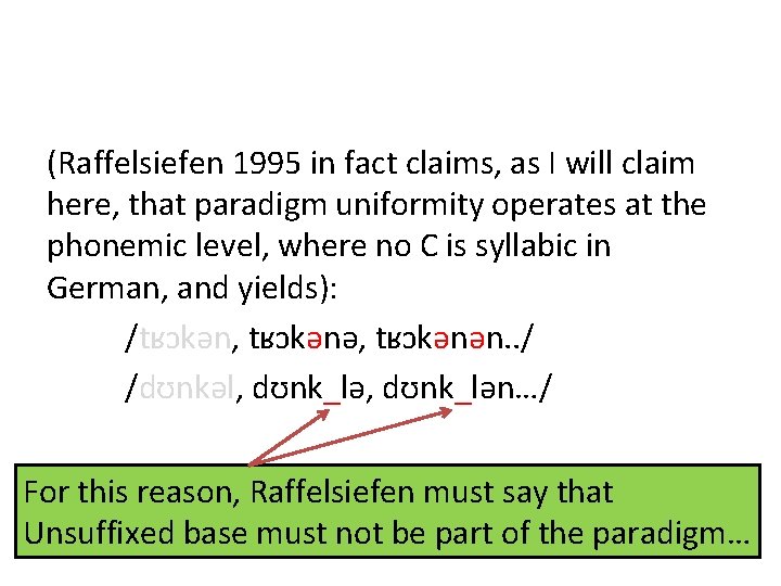 (Raffelsiefen 1995 in fact claims, as I will claim here, that paradigm uniformity operates