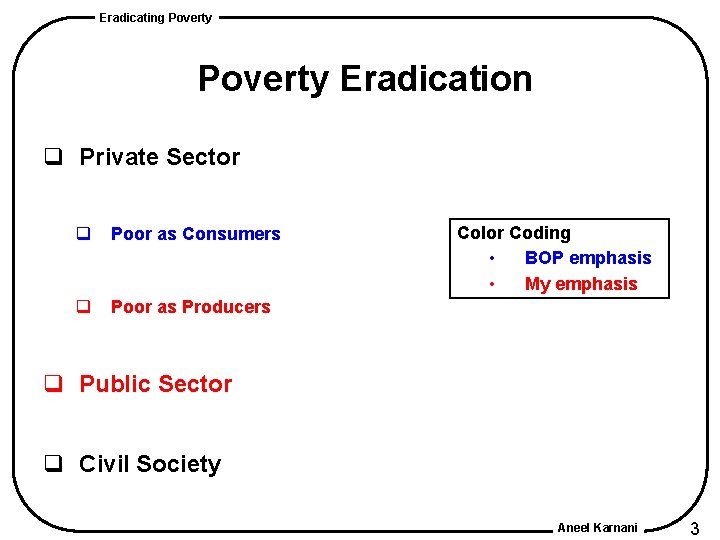 Eradicating Poverty Eradication q Private Sector q Poor as Consumers q Poor as Producers Eradicating Poverty Eradication q Private Sector q Poor as Consumers q Poor as Producers