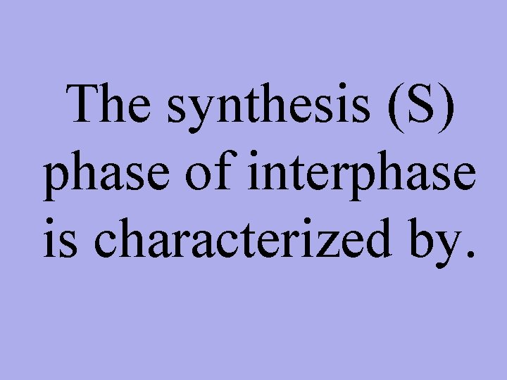 The synthesis (S) phase of interphase is characterized by. 