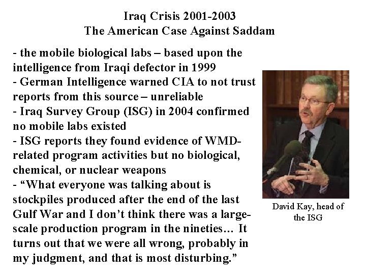 Iraq Crisis 2001 -2003 The American Case Against Saddam - the mobile biological labs