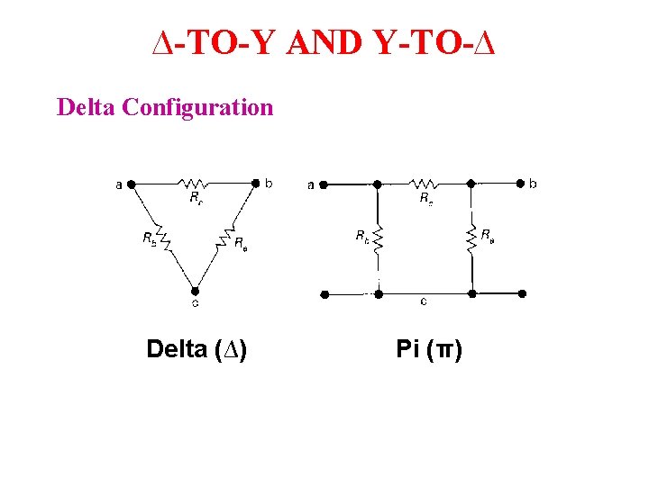 ∆-TO-Y AND Y-TO-∆ Delta Configuration Delta (∆) Pi (π) ∆-TO-Y AND Y-TO-∆ Delta Configuration Delta (∆) Pi (π)