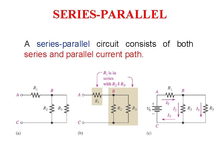 SERIES-PARALLEL A series-parallel circuit consists of both series and parallel current path. SERIES-PARALLEL A series-parallel circuit consists of both series and parallel current path.