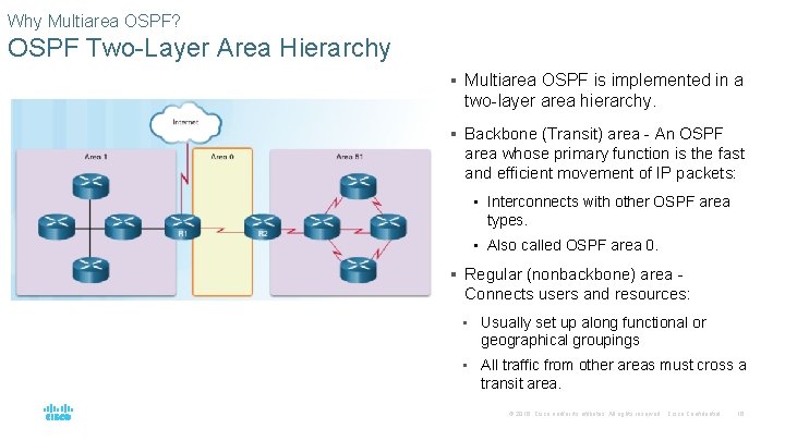 Why Multiarea OSPF? OSPF Two-Layer Area Hierarchy § Multiarea OSPF is implemented in a