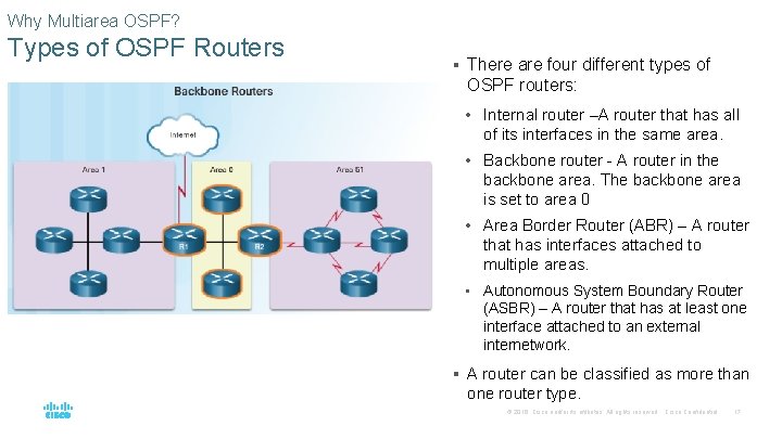 Why Multiarea OSPF? Types of OSPF Routers § There are four different types of