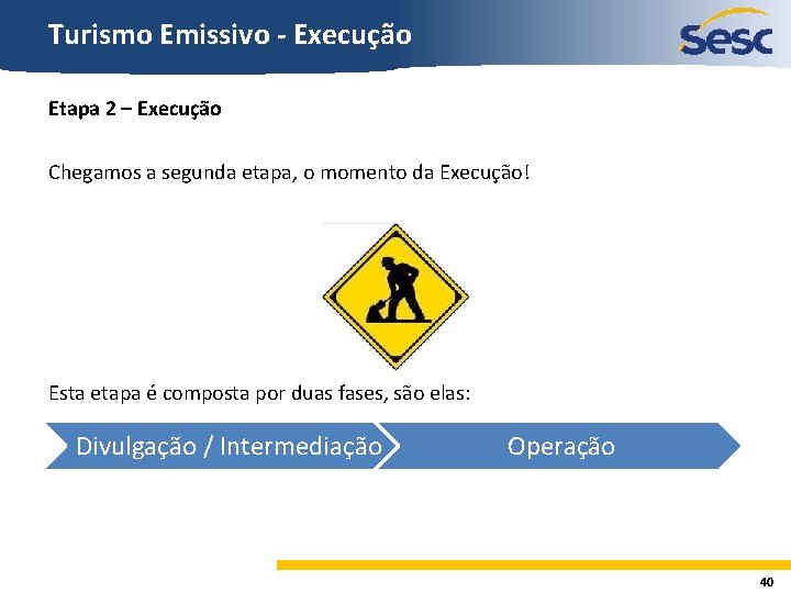 Turismo Emissivo - Execução Etapa 2 – Execução Chegamos a segunda etapa, o momento