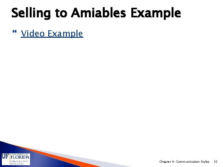 Selling to Amiables Example Video Example Chapter 4: Communication Styles 32 