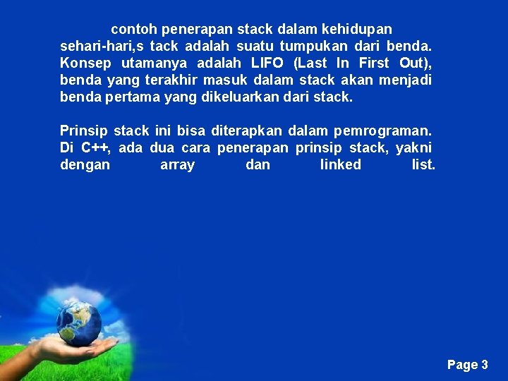 contoh penerapan stack dalam kehidupan sehari-hari, s tack adalah suatu tumpukan dari benda. Konsep