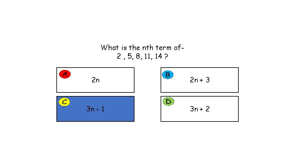 What is the nth term of 2 , 5, 8, 11, 14 ? 2