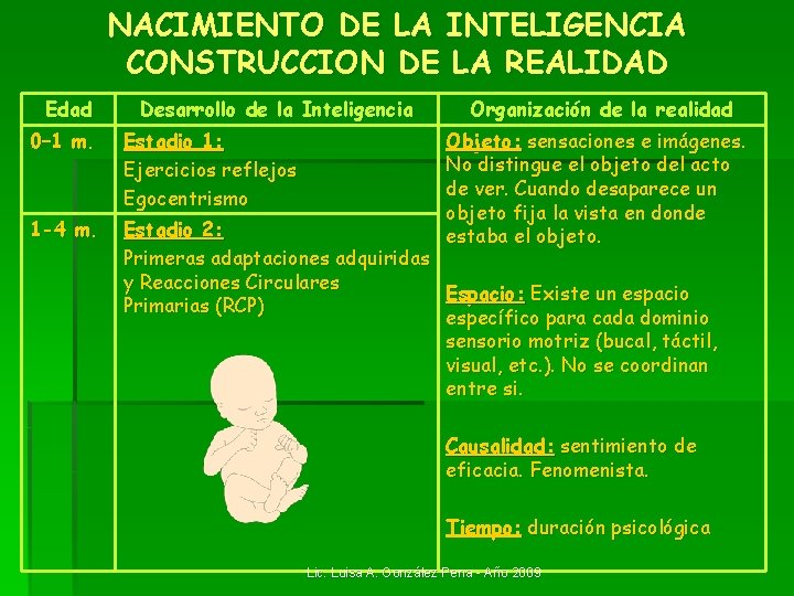 NACIMIENTO DE LA INTELIGENCIA CONSTRUCCION DE LA REALIDAD Edad Desarrollo de la Inteligencia Organización NACIMIENTO DE LA INTELIGENCIA CONSTRUCCION DE LA REALIDAD Edad Desarrollo de la Inteligencia Organización