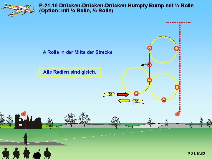 P-21. 10 Drücken-Drücken Humpty Bump mit ½ Rolle (Option: mit ¾ Rolle, ¼ Rolle)
