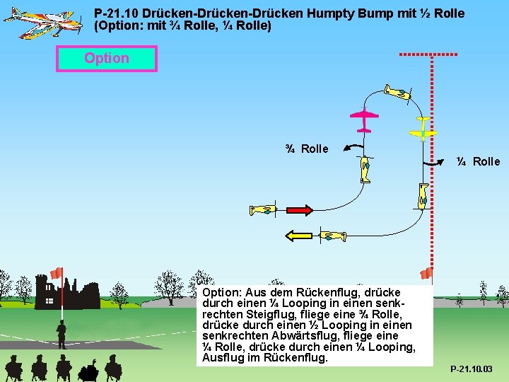 P-21. 10 Drücken-Drücken Humpty Bump mit ½ Rolle (Option: mit ¾ Rolle, ¼ Rolle)