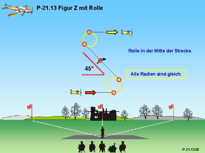 P-21. 13 Figur Z mit Rolle in der Mitte der Strecke. 45° Alle Radien