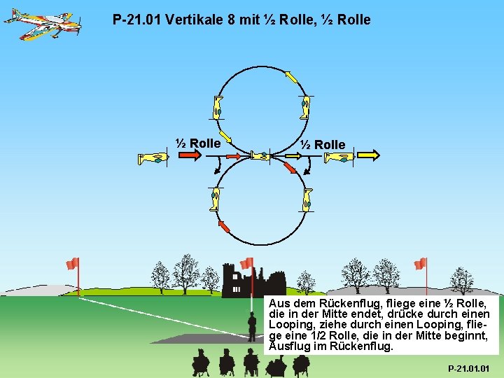 P-21. 01 Vertikale 8 mit ½ Rolle, ½ Rolle Aus dem Rückenflug, fliege eine