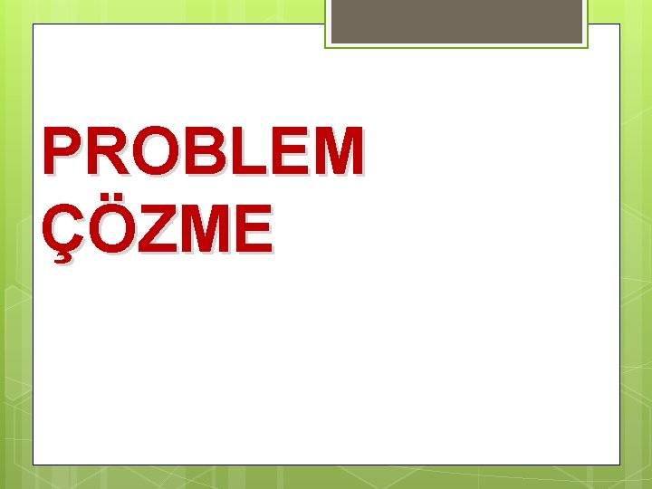 PROBLEM ÇÖZME 