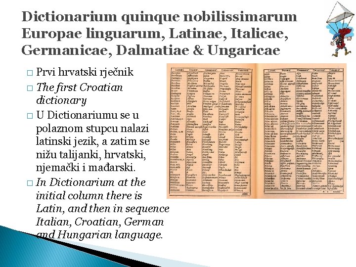 Dictionarium quinque nobilissimarum Europae linguarum, Latinae, Italicae, Germanicae, Dalmatiae & Ungaricae Prvi hrvatski rječnik