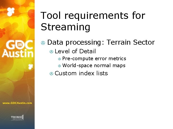 Tool requirements for Streaming > Data processing: Terrain Sector > Level of Detail >