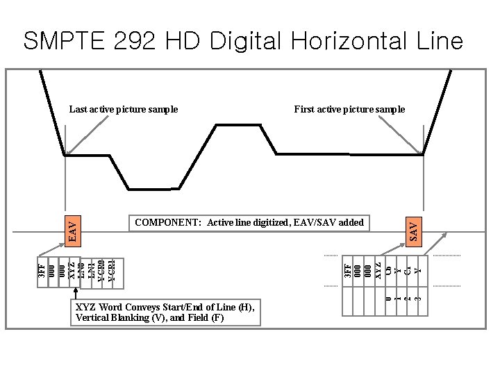SMPTE 292 HD Digital Horizontal Line 0 1 2 3 3 FF 000 XYZ
