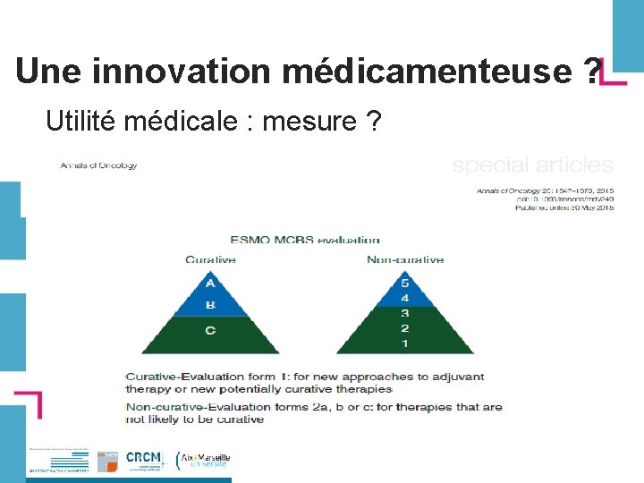 Une innovation médicamenteuse ? Utilité médicale : mesure ? 