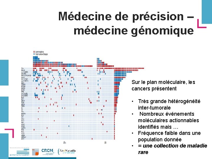 Médecine de précision – médecine génomique Sur le plan moléculaire, les cancers présentent •