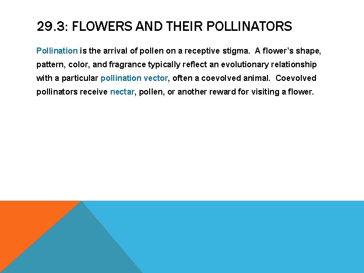 29. 3: FLOWERS AND THEIR POLLINATORS Pollination is the arrival of pollen on a 29. 3: FLOWERS AND THEIR POLLINATORS Pollination is the arrival of pollen on a