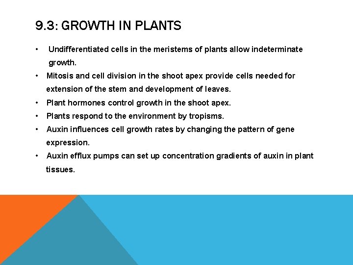 9. 3: GROWTH IN PLANTS • Undifferentiated cells in the meristems of plants allow 9. 3: GROWTH IN PLANTS • Undifferentiated cells in the meristems of plants allow