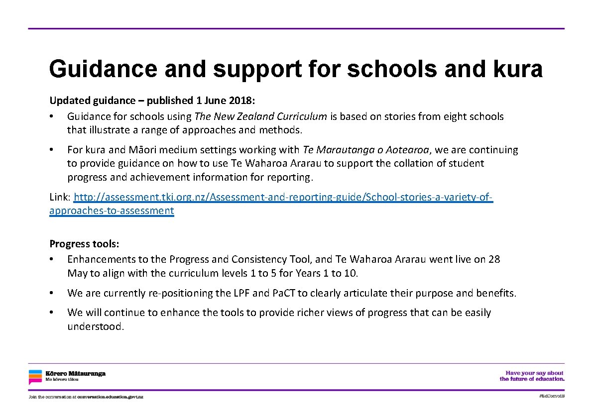 Guidance and support for schools and kura Updated guidance – published 1 June 2018: