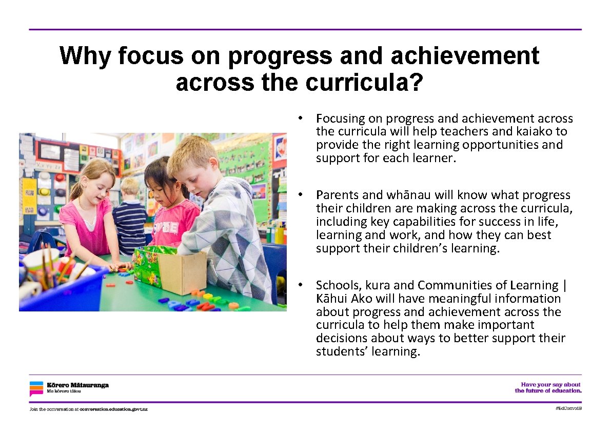 Why focus on progress and achievement across the curricula? • Focusing on progress and