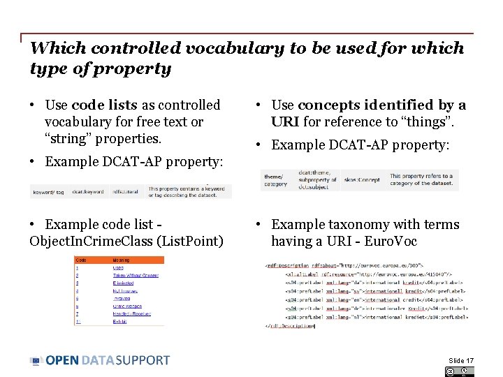 Which controlled vocabulary to be used for which type of property • Use code
