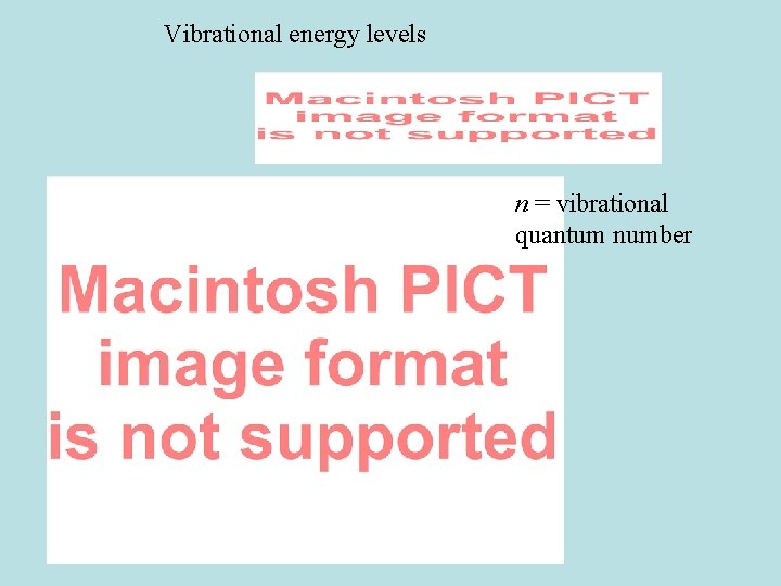 Vibrational energy levels n = vibrational quantum number 