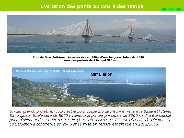 Évolution des ponts au cours des temps FIN Pont de Rion-Antirion, mis en service