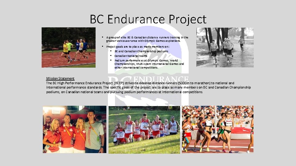 BC Endurance Project • A group of elite BC & Canadian distance runners training