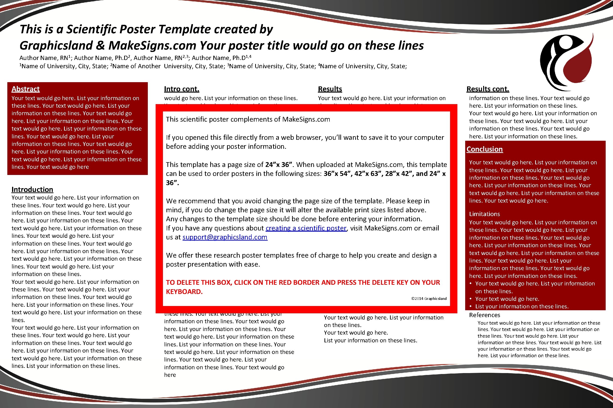 This is a Scientific Poster Template created by Graphicsland & Make. Signs. com Your