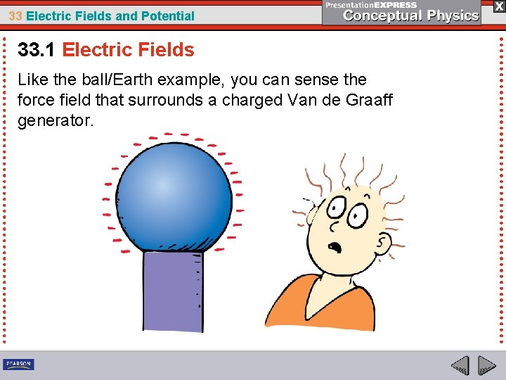 33 Electric Fields and Potential 33. 1 Electric Fields Like the ball/Earth example, you