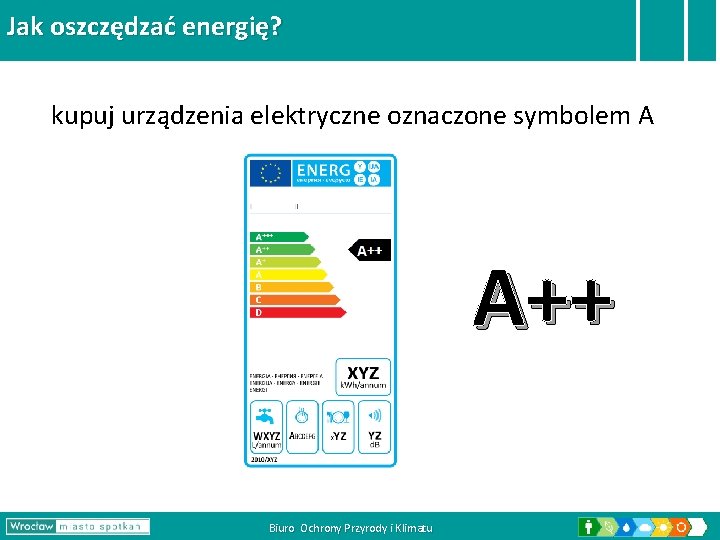 Jak oszczędzać energię? kupuj urządzenia elektryczne oznaczone symbolem A A++ Biuro Ochrony Przyrody i