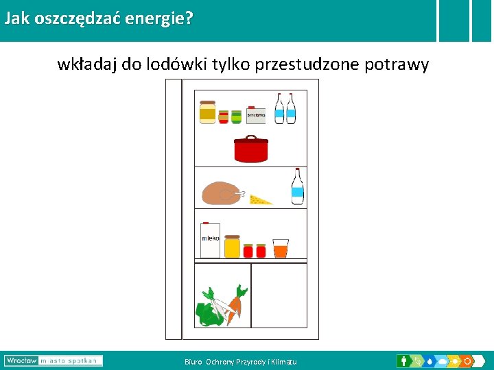 Jak oszczędzać energie? wkładaj do lodówki tylko przestudzone potrawy Biuro Ochrony Przyrody i Klimatu