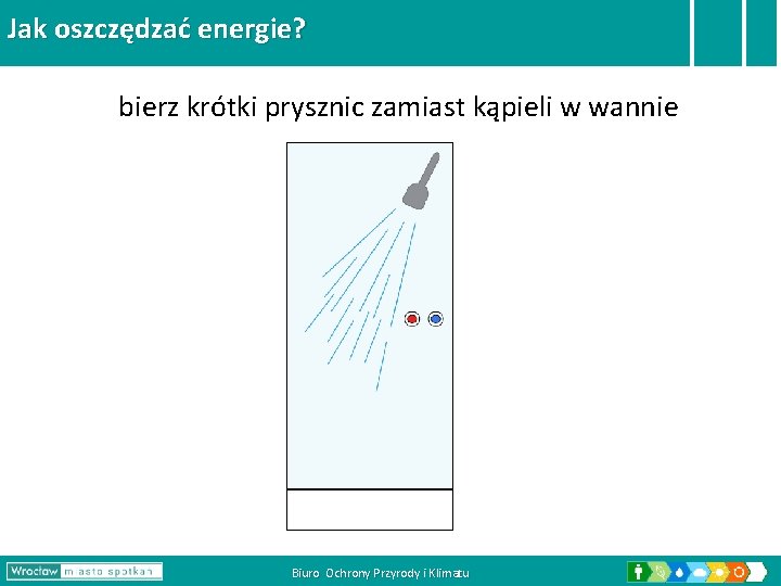 Jak oszczędzać energie? bierz krótki prysznic zamiast kąpieli w wannie Biuro Ochrony Przyrody i