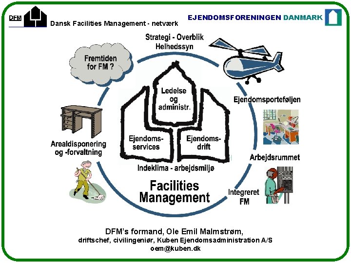 Dansk Facilities Management - netværk EJENDOMSFORENINGEN DANMARK DFM’s formand, Ole Emil Malmstrøm, driftschef, civilingeniør,