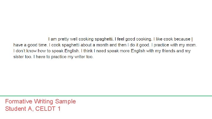 Formative Writing Sample Student A, CELDT 1 