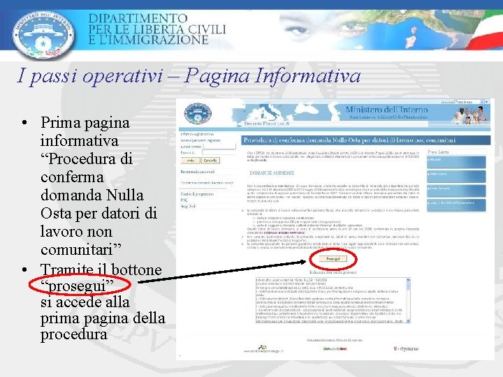 I passi operativi – Pagina Informativa • Prima pagina informativa “Procedura di conferma domanda