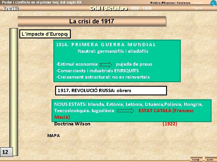 Poder i conflicte en el primer terç del segle XX Història d’Espanya i Catalunya