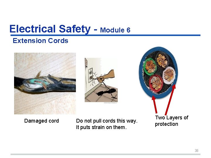 Electrical Safety - Module 6 Extension Cords Damaged cord Do not pull cords this Electrical Safety - Module 6 Extension Cords Damaged cord Do not pull cords this