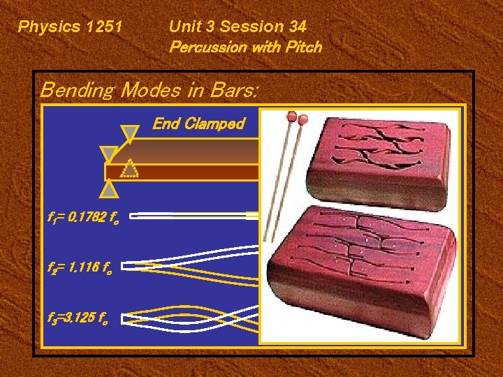 Physics 1251 Unit 3 Session 34 Percussion with Pitch Bending Modes in Bars: End