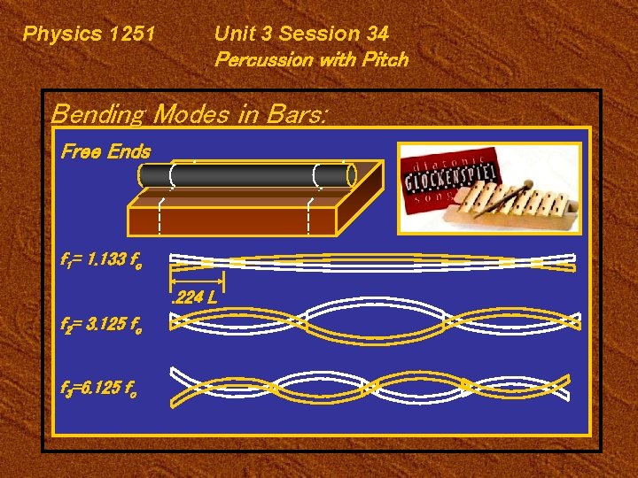 Physics 1251 Unit 3 Session 34 Percussion with Pitch Bending Modes in Bars: Free