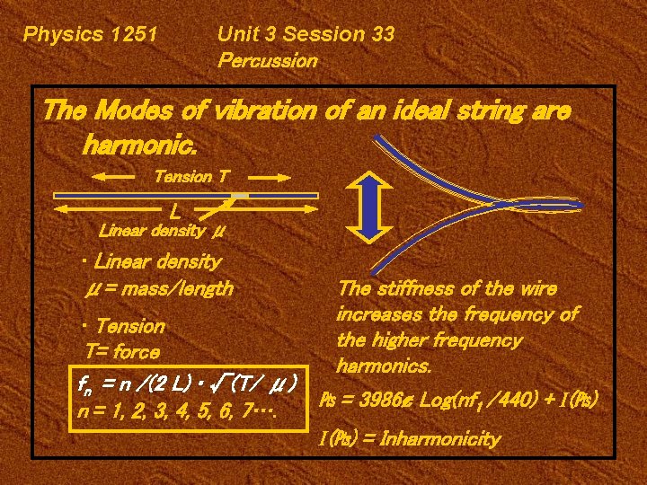 Physics 1251 Unit 3 Session 33 Percussion The Modes of vibration of an ideal