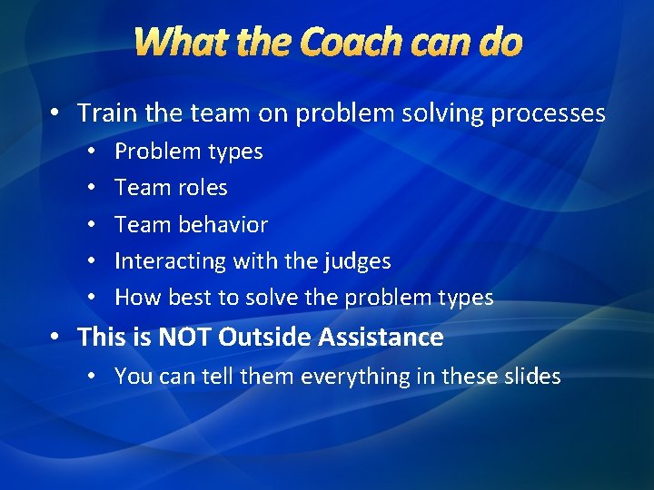 • Train the team on problem solving processes • • • Problem types • Train the team on problem solving processes • • • Problem types