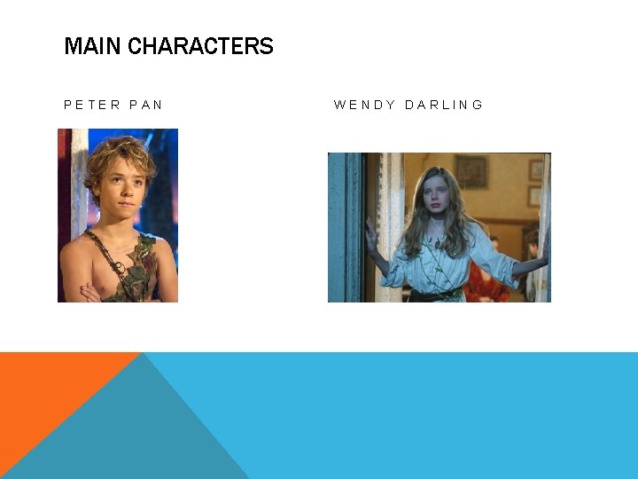 MAIN CHARACTERS PETER PAN WENDY DARLING 