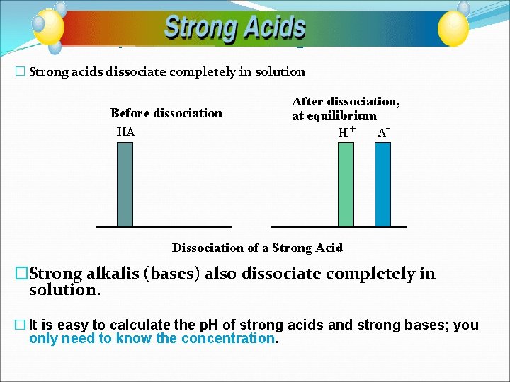  p. H for Strong Acids � Strong acids dissociate completely in solution �Strong