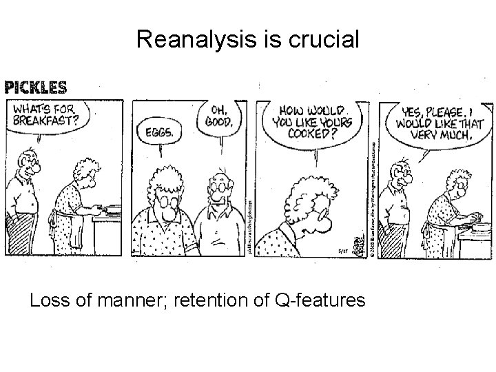 Reanalysis is crucial L Loss of manner; retention of Q-features 
